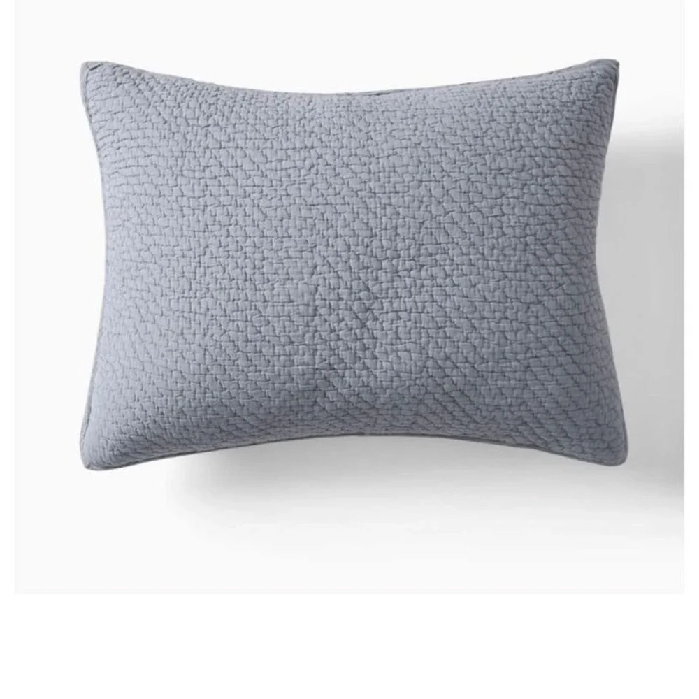 WEST ELM Reflections Matelasse King Shams X2 and Quilt, Arctic Blue (NWT)